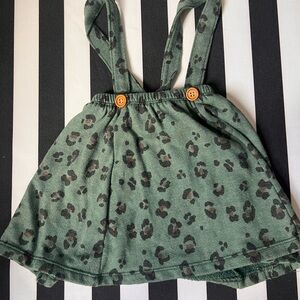Leopard Print Green Kids Suspender Skirt